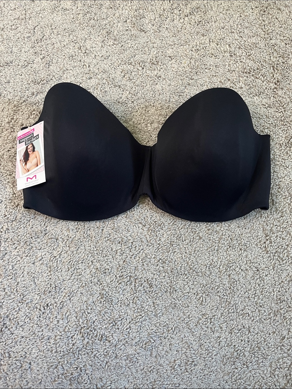 Maidenform Full Coverage Seamless Strapless Black Bra 40DD NWT